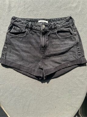 PacSun Washed Black Denim Rolled-Hem Women's Shorts